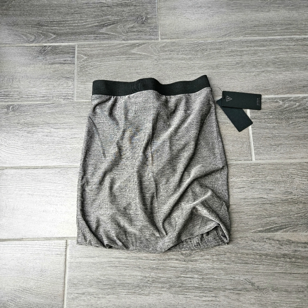 New Guess Gray Riched Mini Skirt - Size S